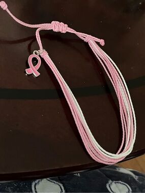 Breast Cancer Awareness Pink bracelet with pink ribbon charm